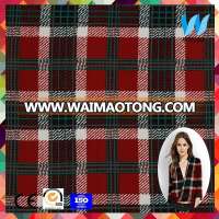 China fabric textile red black poly stripe plaid fabric 98 polyester 2 spandex fabric